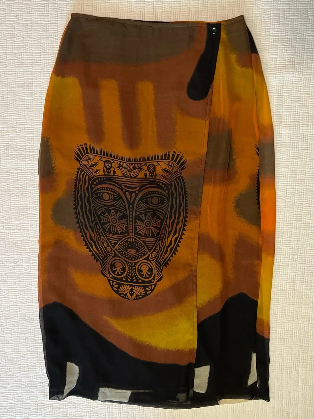 Alex Yu Sunset Ombre Tribal Print Midi Skirt